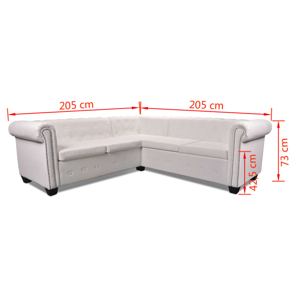 Chesterfield corner sofa 5-seater faux leather white