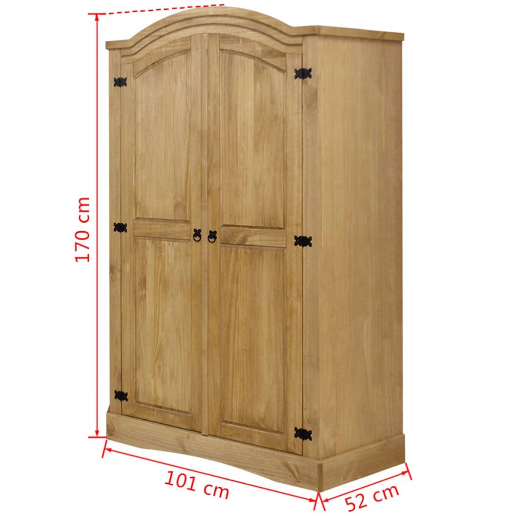 Mexico style pine wood wardrobe 2 doors