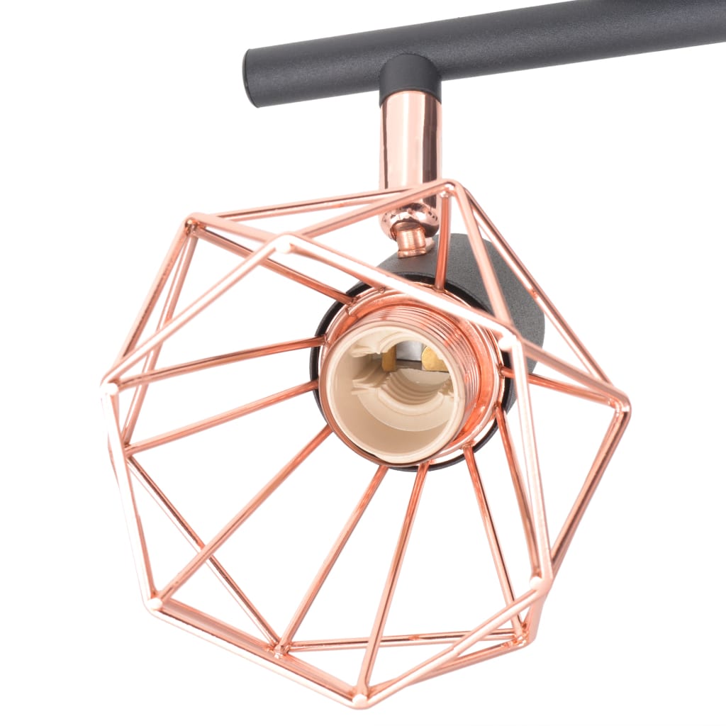 Ceiling light with 6 spotlights E14 black and copper
