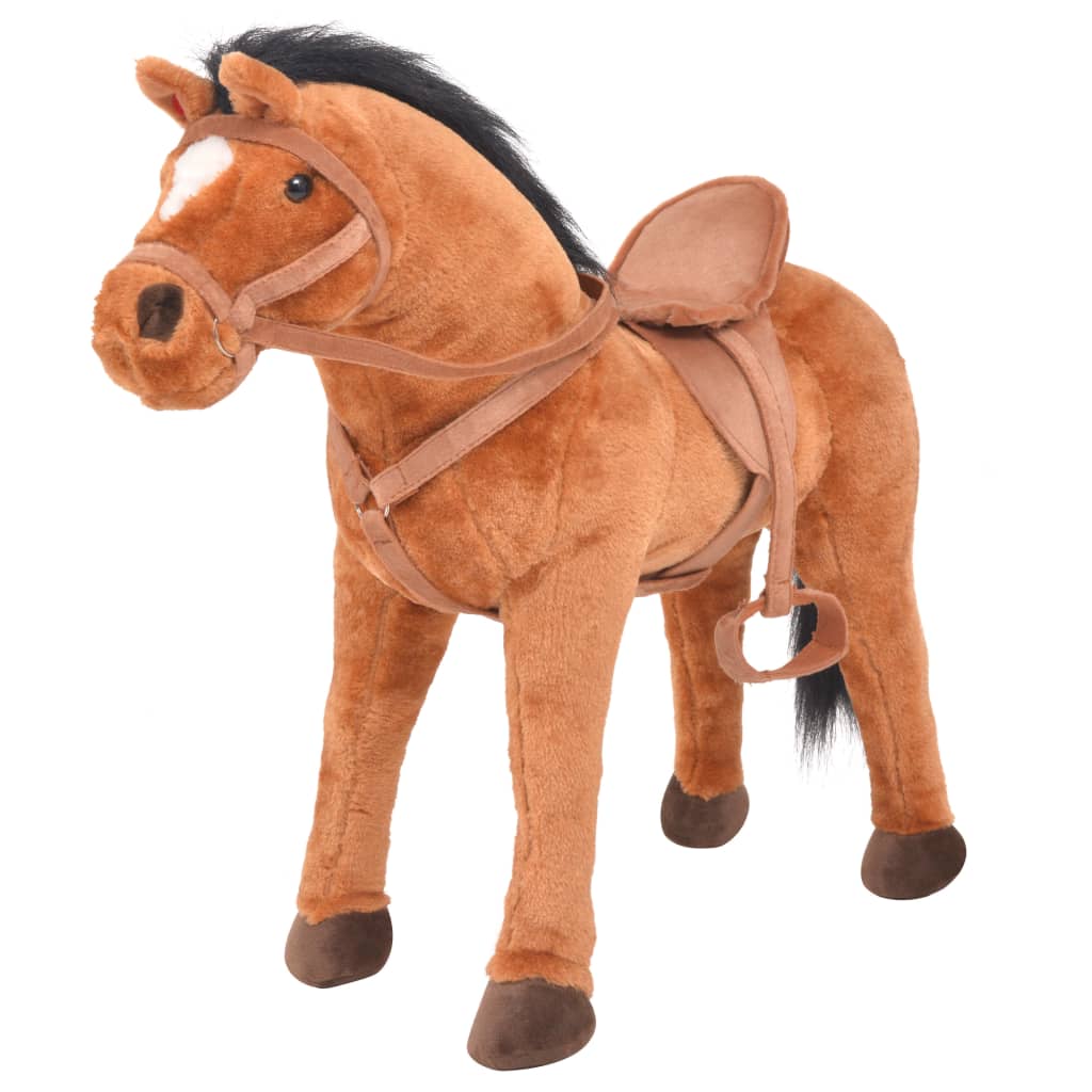 Plush toy horse standing plush brown