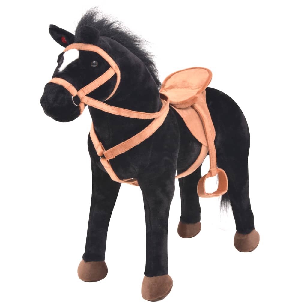 Plush toy horse standing plush black