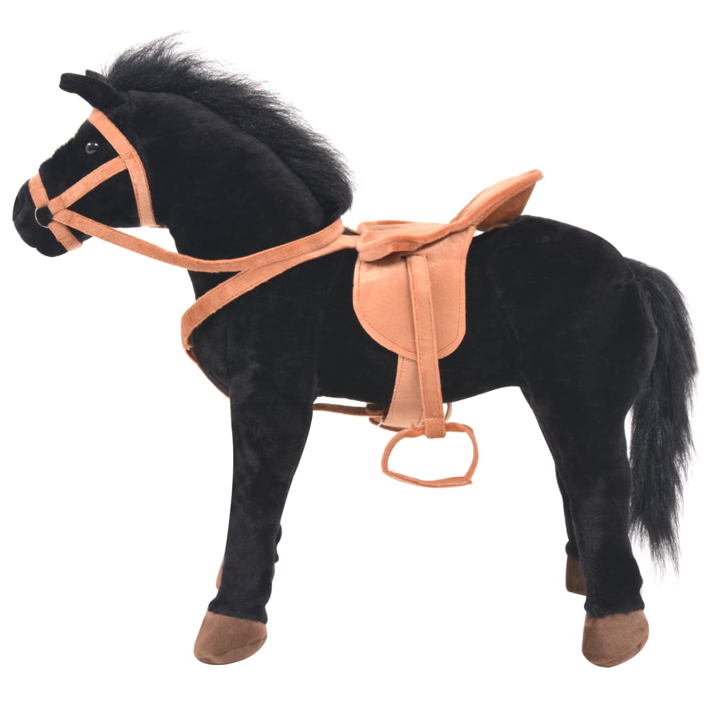 Plush toy horse standing plush black
