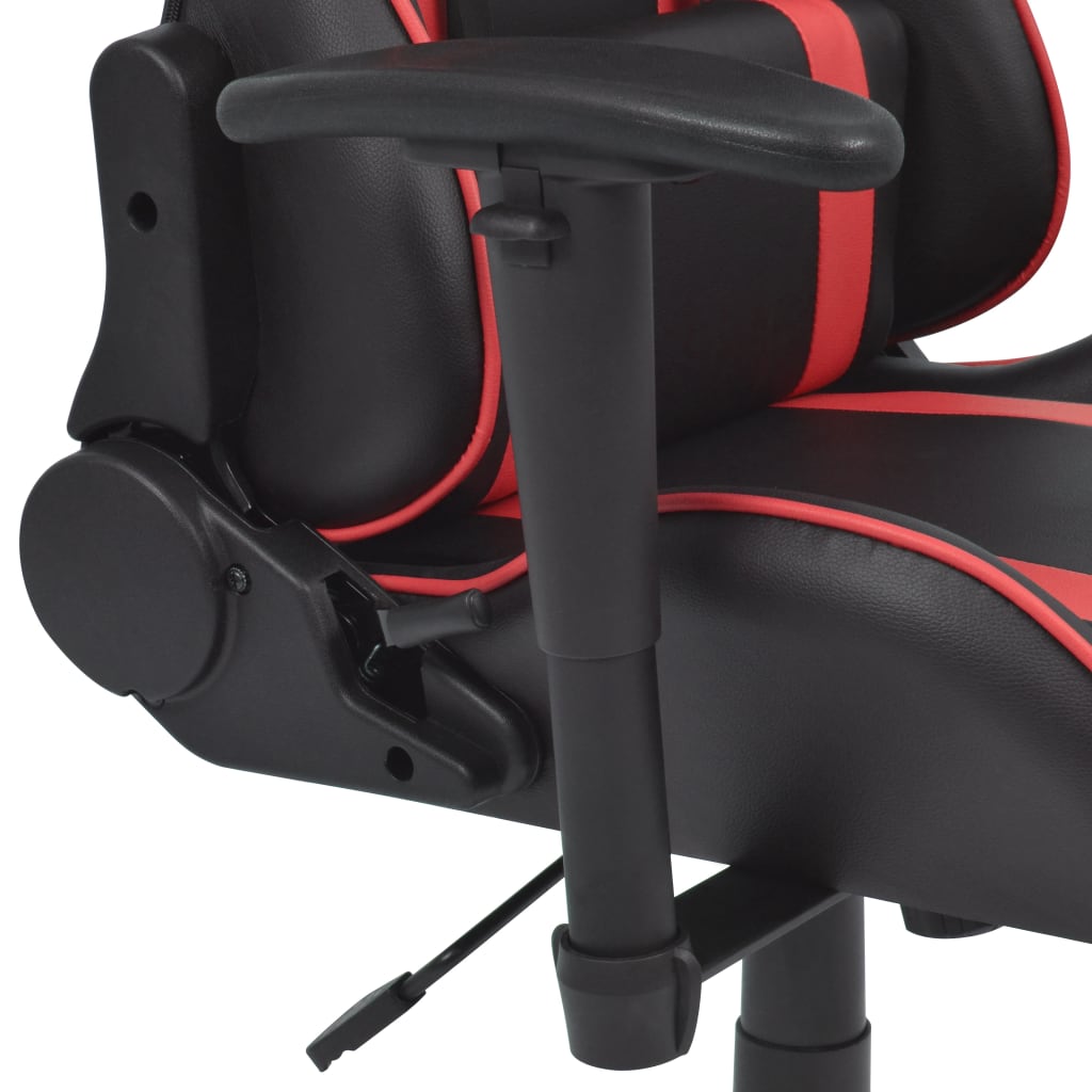 Reclining racing office chair with footrest red