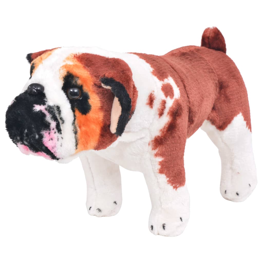 Plush toy dog ​​bulldog standing plush white and brown XXL