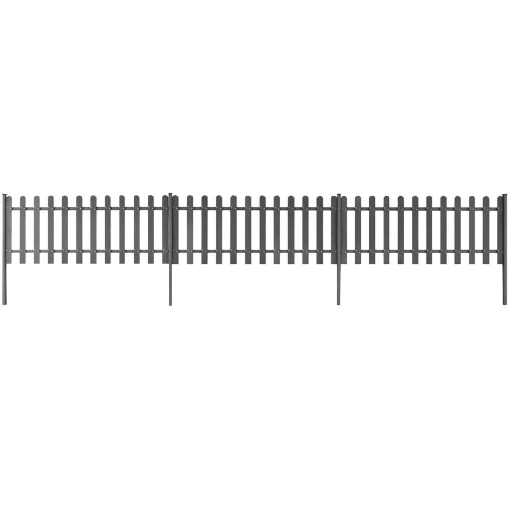 Picket fence with posts 3 pieces WPC 600x60 cm