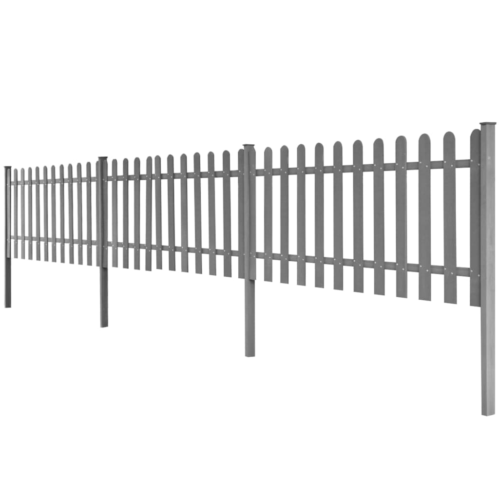 Picket fence with posts 3 pieces WPC 600x60 cm
