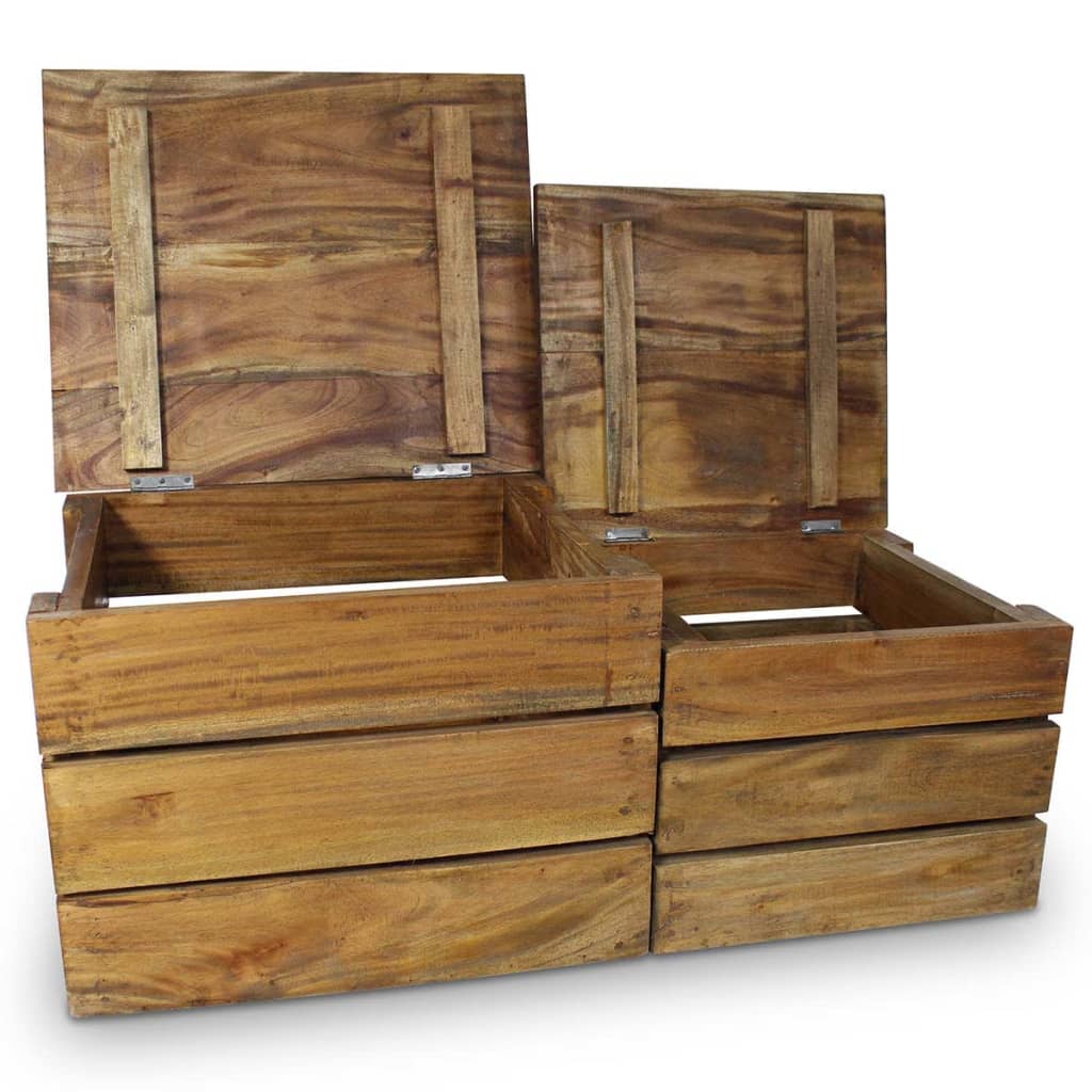Storage box set of 2 pieces. Solid reclaimed wood