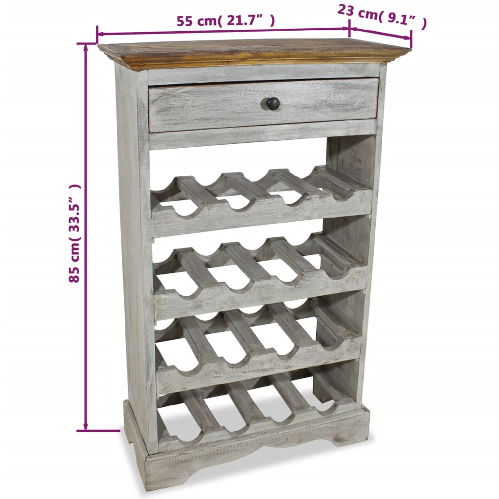 Wine rack Recycled solid wood 55 x 23 x 85 cm