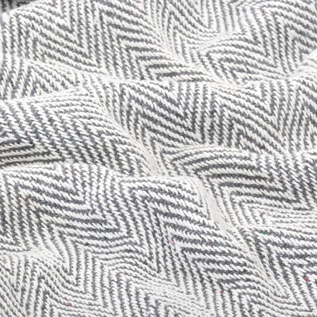 Throw cotton herringbone pattern 160 x 210 cm grey