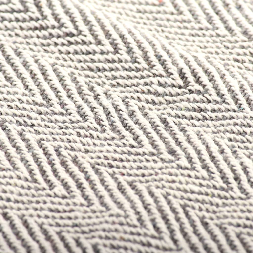 Throw cotton herringbone pattern 220 x 250 cm grey