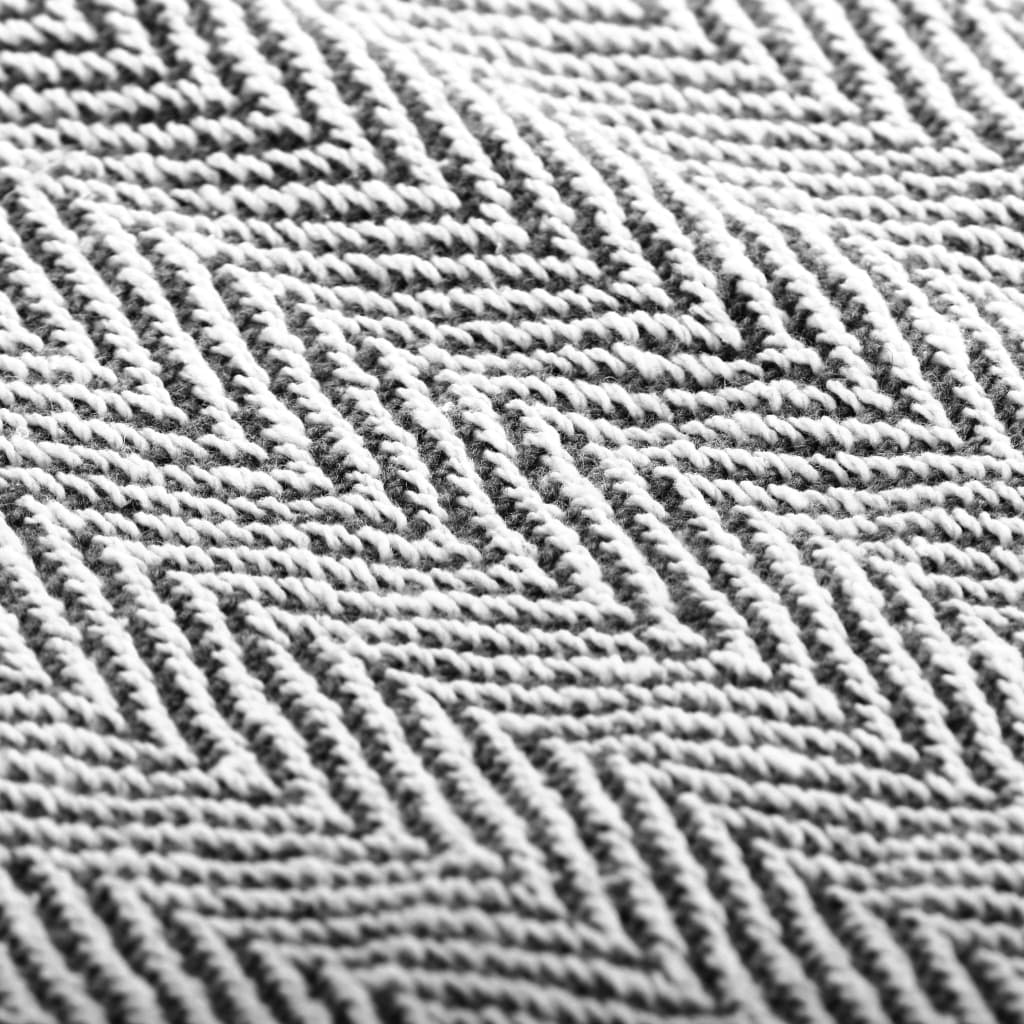 Throw cotton herringbone pattern 160 x 210 cm navy blue