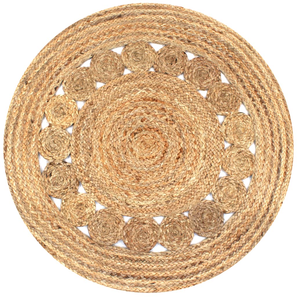 Rug braided pattern jute 90 cm round