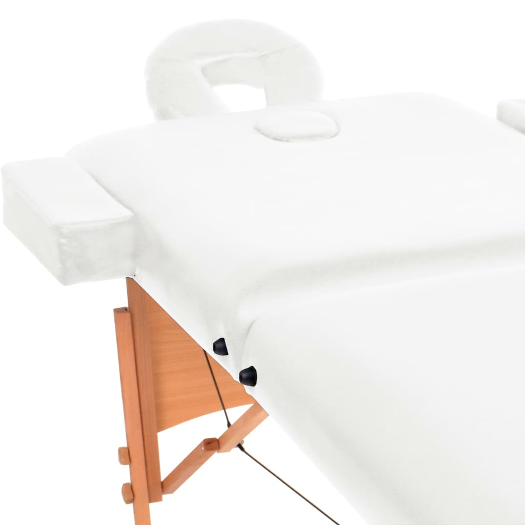 Massage table 2-zone foldable 10 cm seat white
