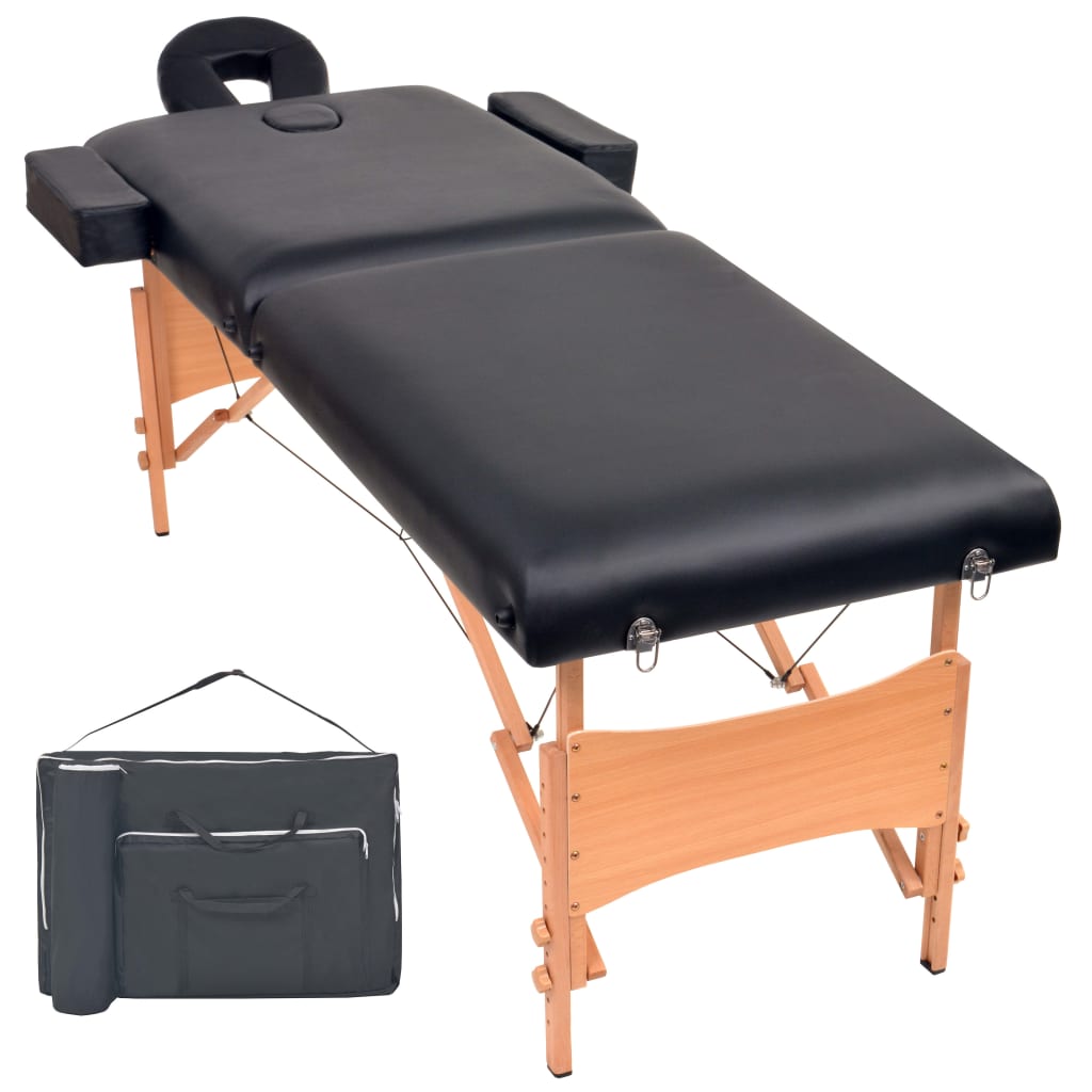 Massage table 2-zone foldable 10 cm seat black