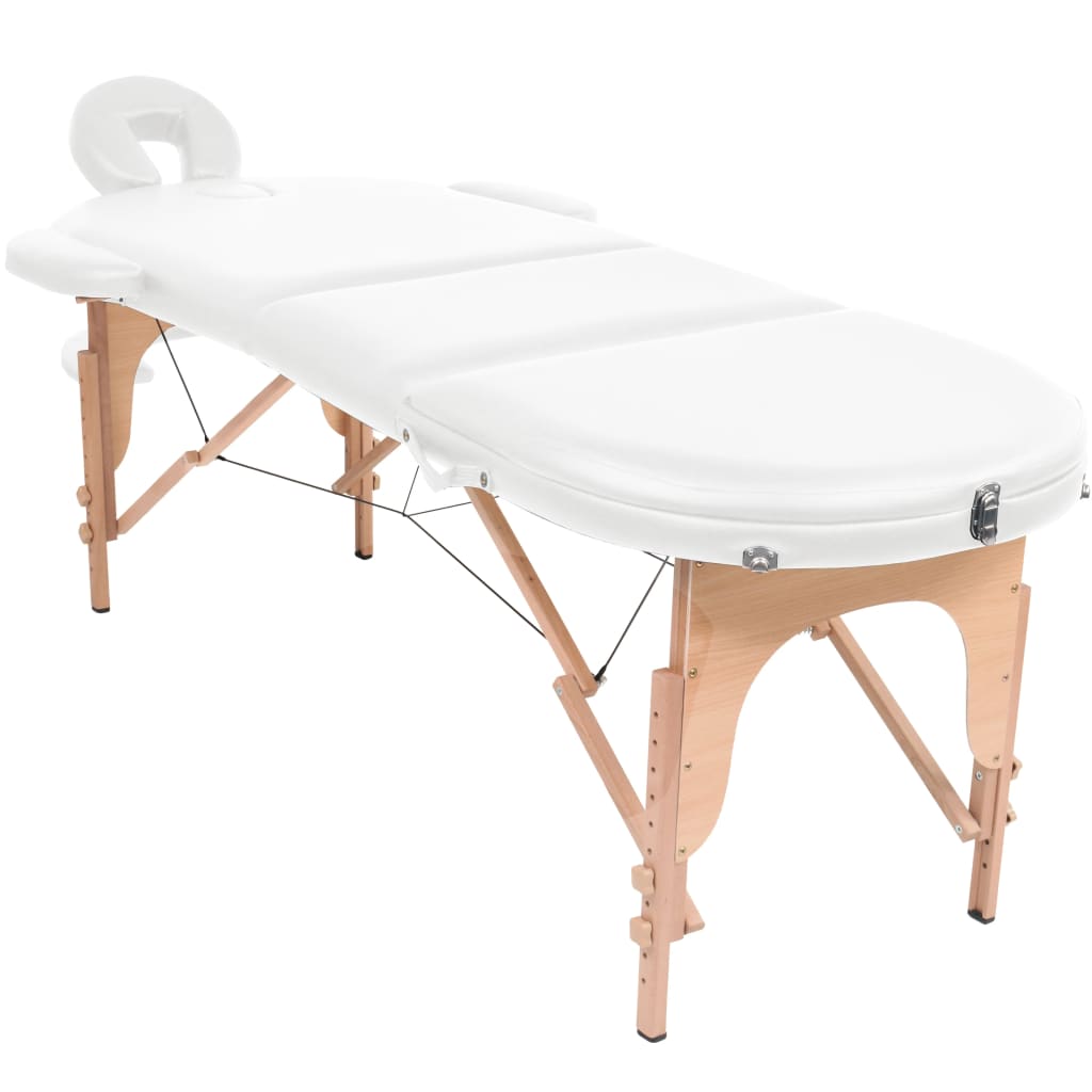 Massage table portable with 2 positioning cushions 4 cm padding oval