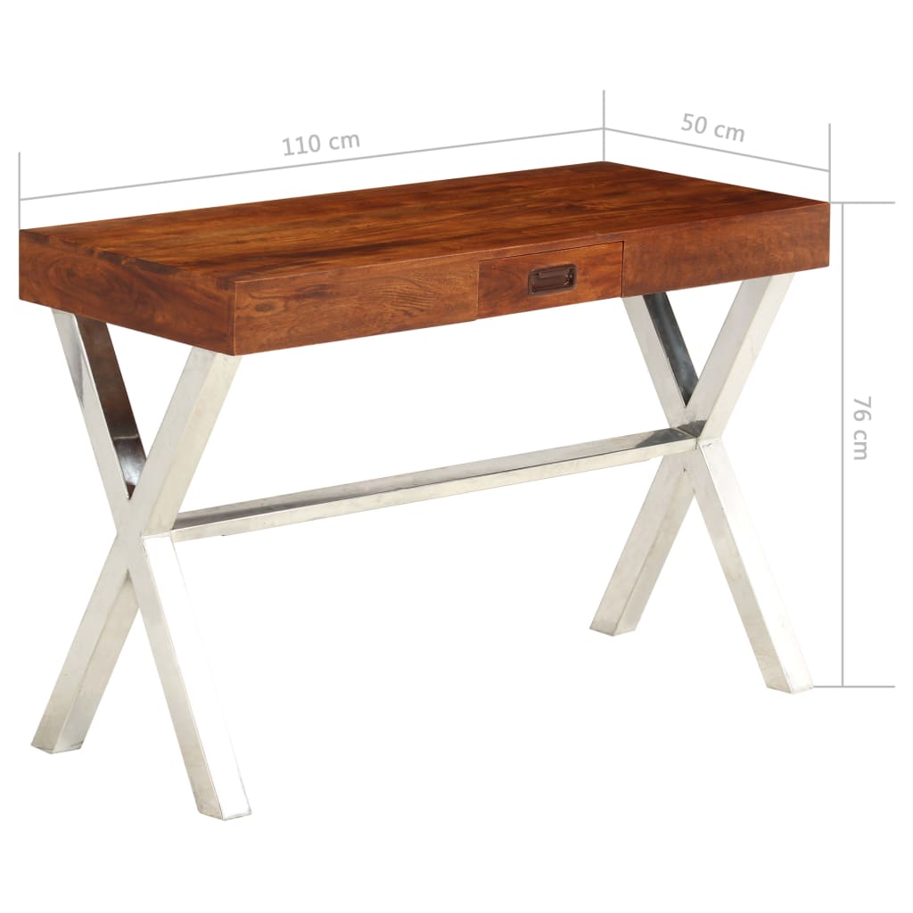 Solid wood desk with honey finish 110x50x76 cm