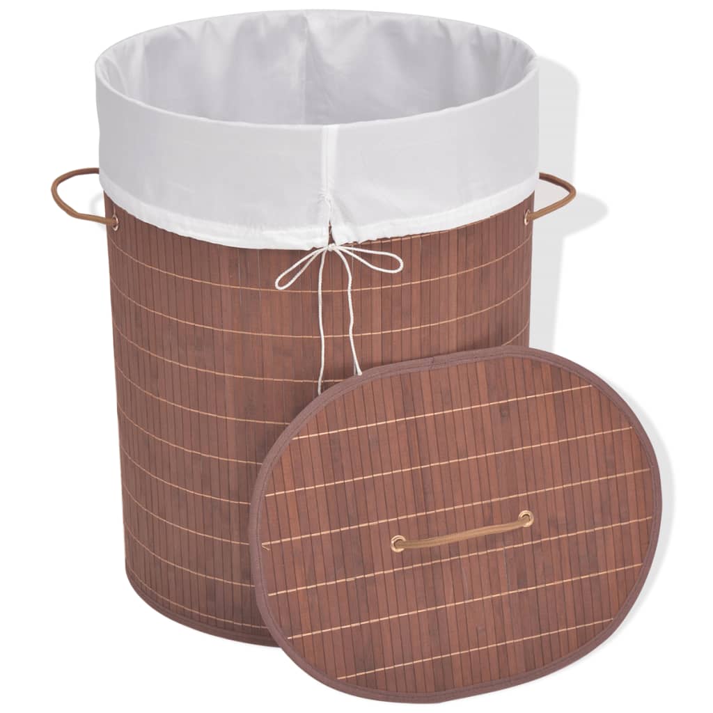 Bamboo laundry basket oval brown