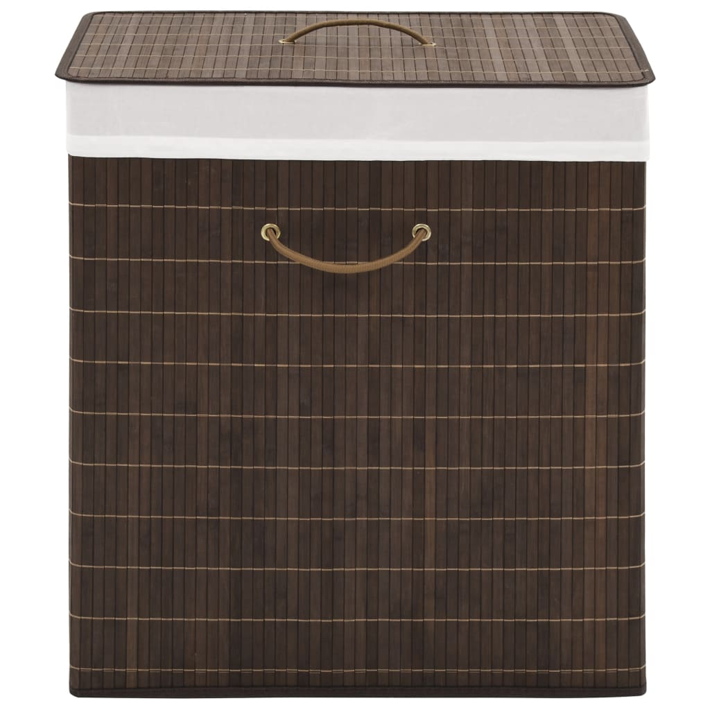 Bamboo laundry basket rectangular dark brown