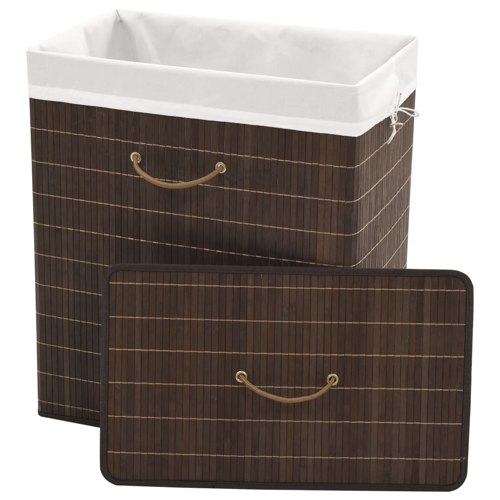 Bamboo laundry basket rectangular dark brown