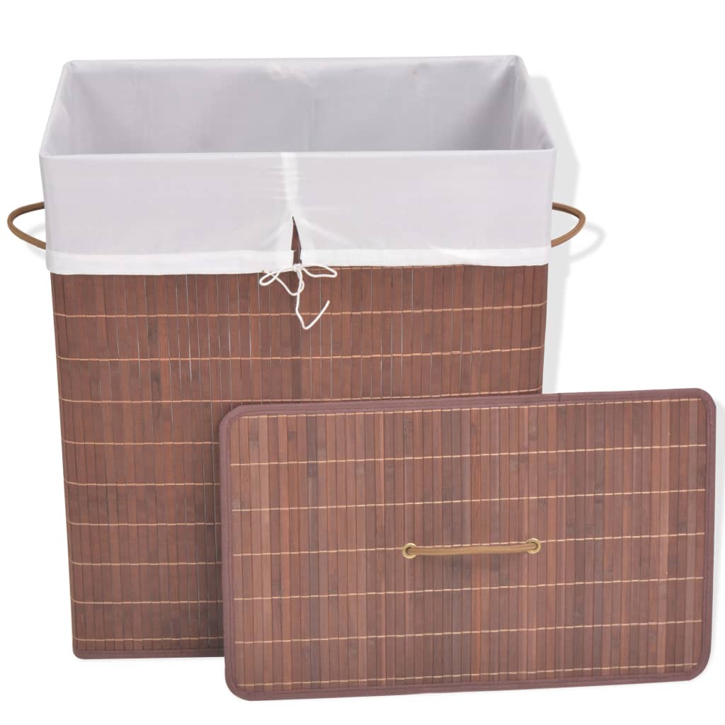 Bamboo laundry basket rectangular brown