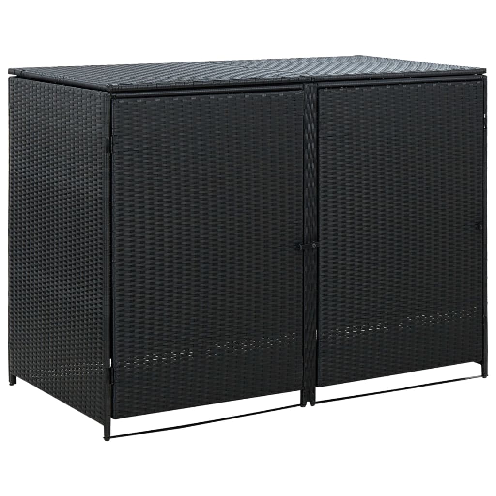 Garbage can box for 2 tons of poly rattan black 148x80x111 cm