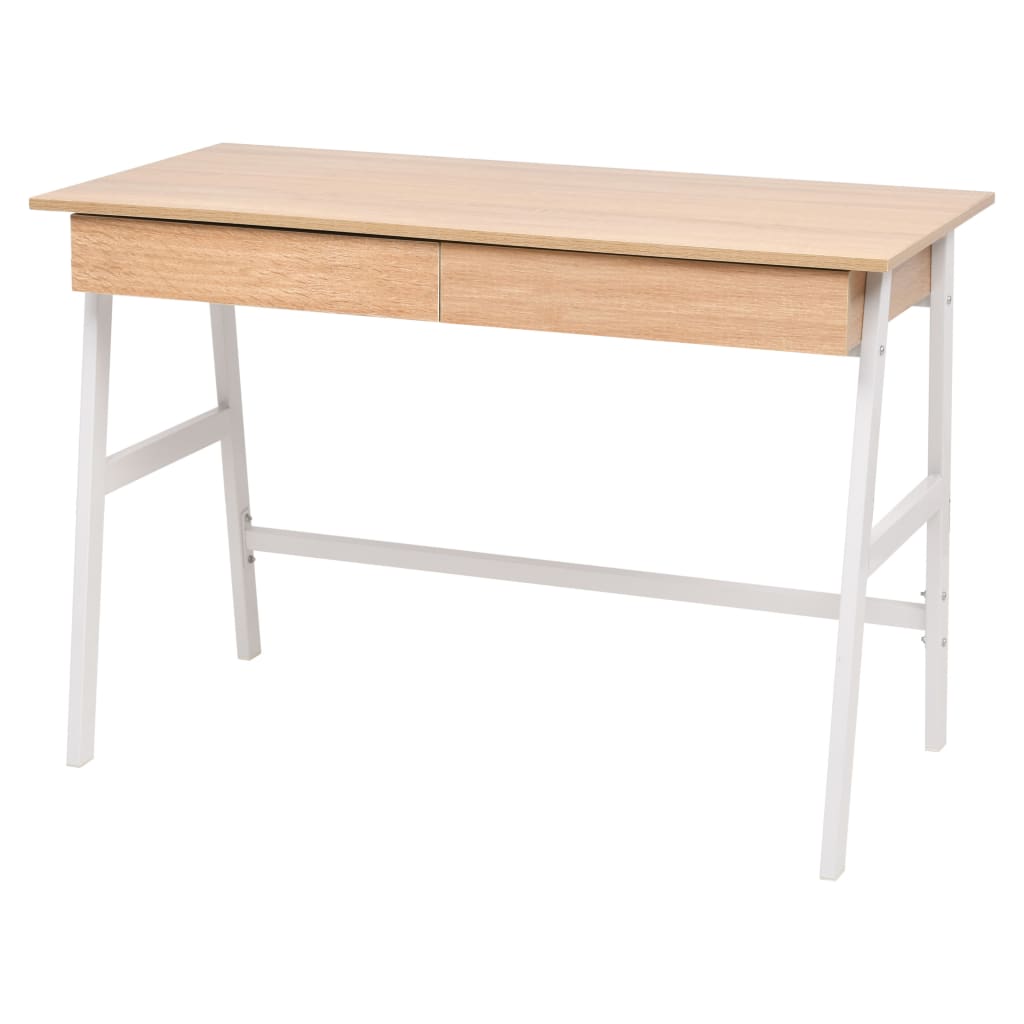 Desk 110x55x75 cm oak brown and white
