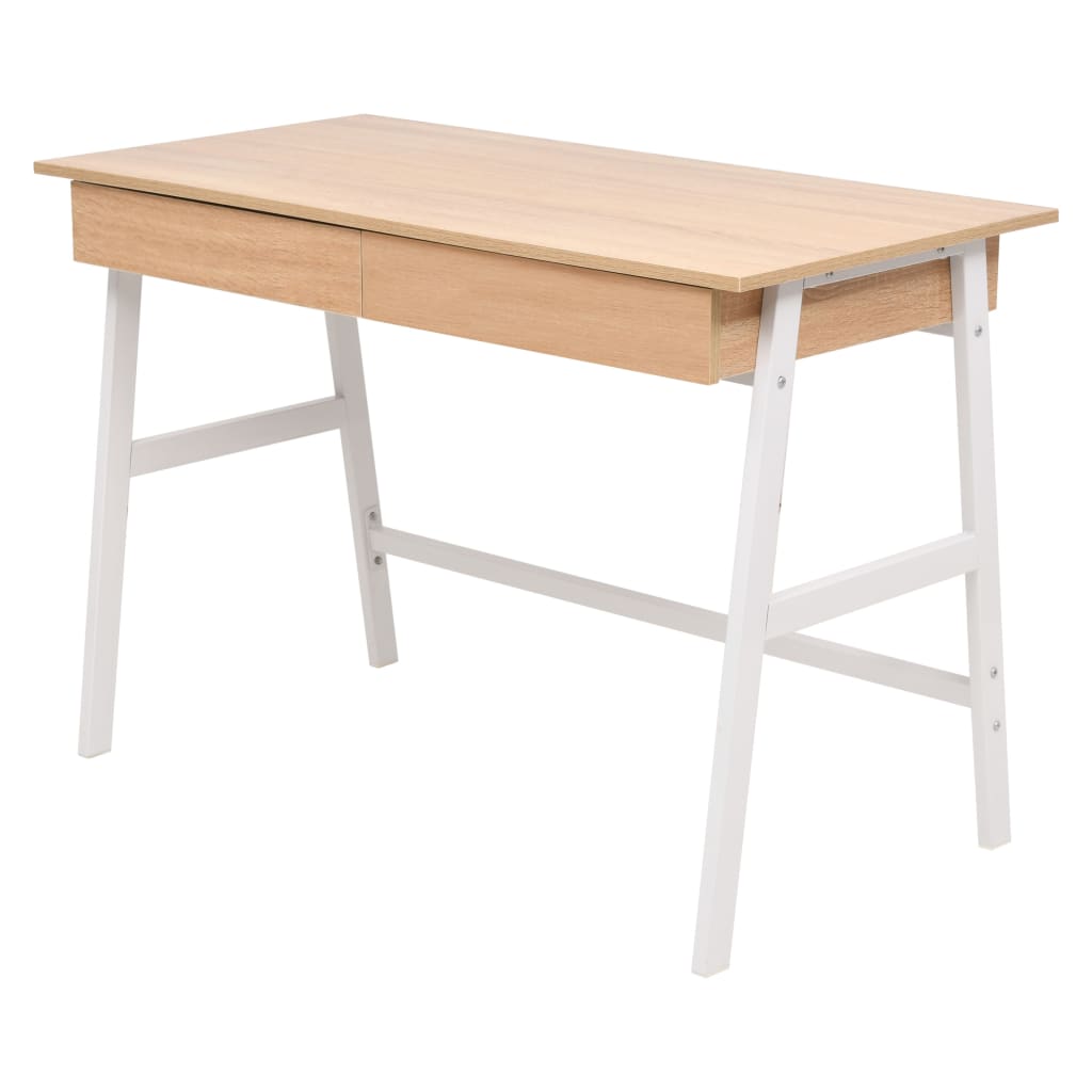 Desk 110x55x75 cm oak brown and white