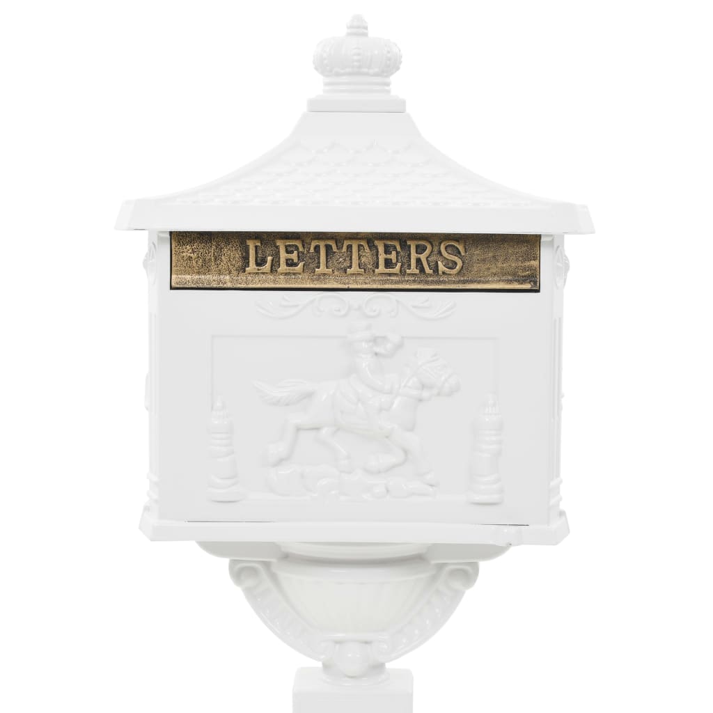 Pedestal mailbox aluminum vintage style rustproof white