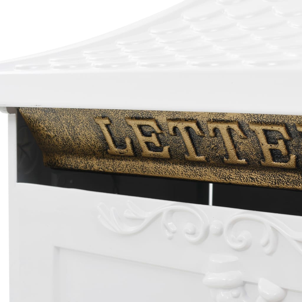 Pedestal mailbox aluminum vintage style rustproof white