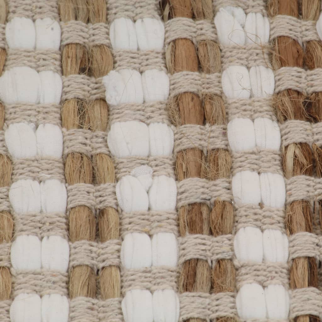 Handwoven bath mat set jute fabric natural and white