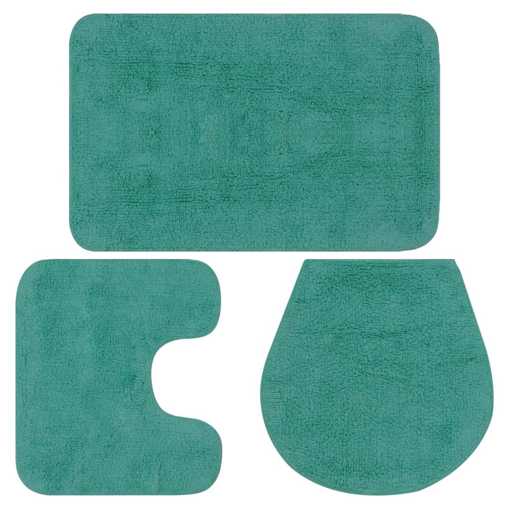 Bath mat set 3 pieces. Fabric turquoise