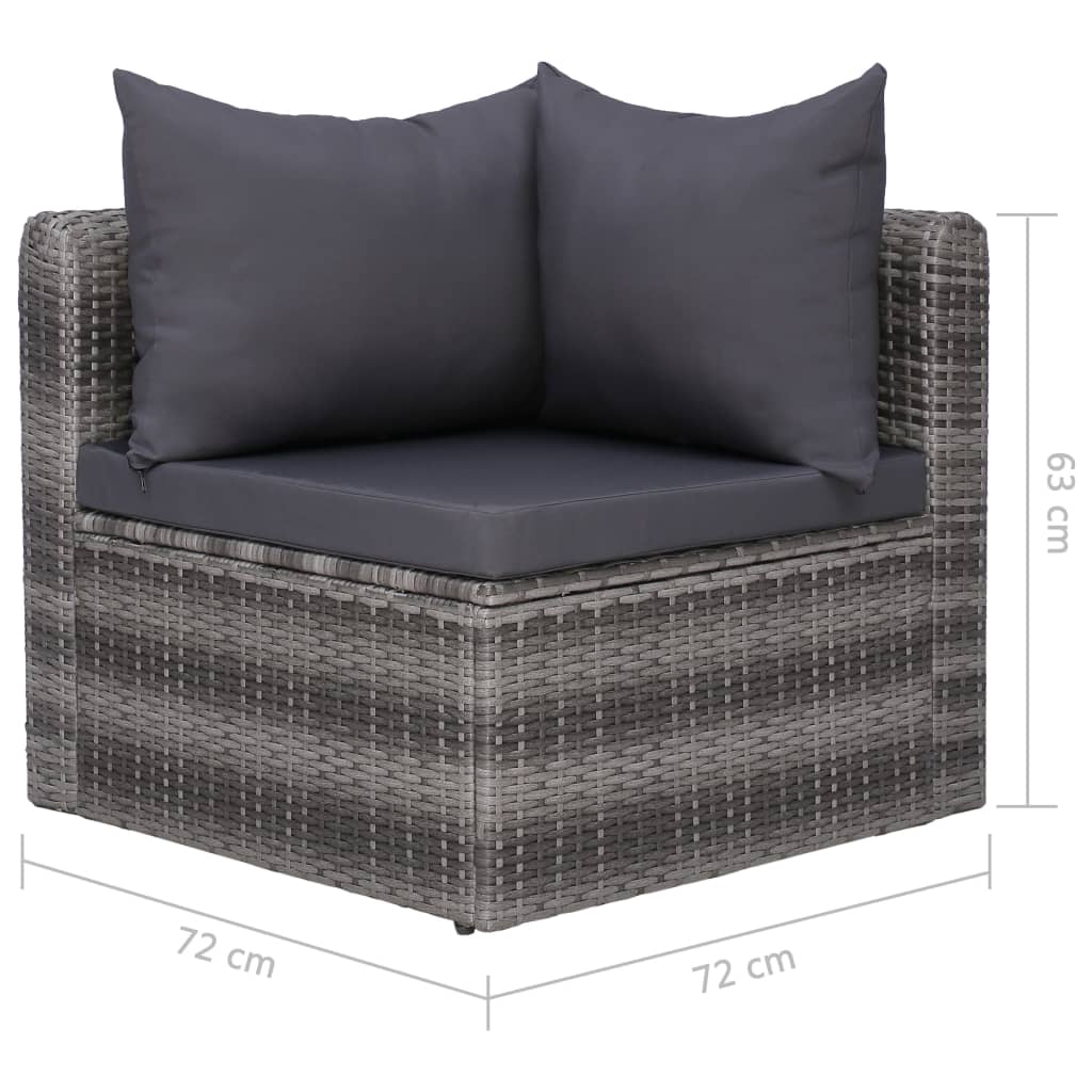 4 pcs. Garden Sofa Set with Gray Poly Rattan Cushions