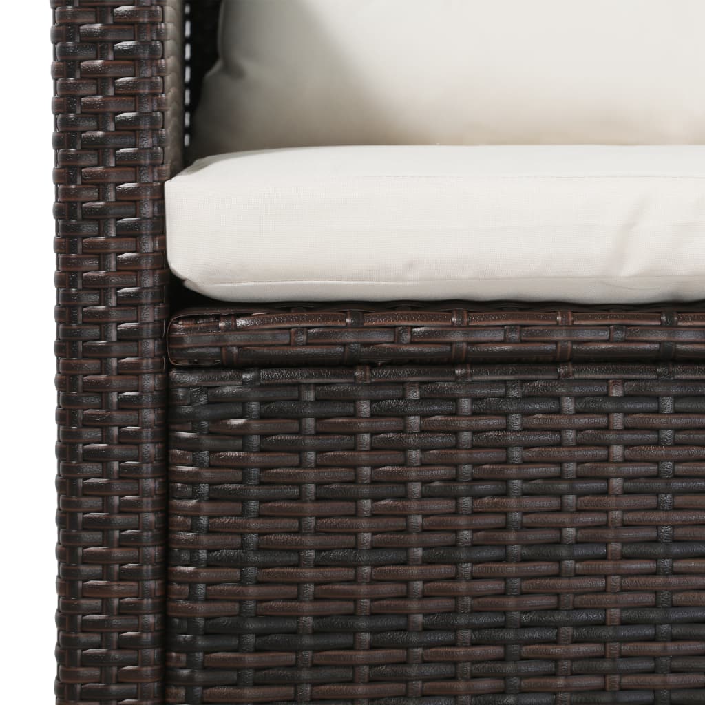 5-tlg. Garten-Lounge-Set mit Auflagen Poly Rattan Braun