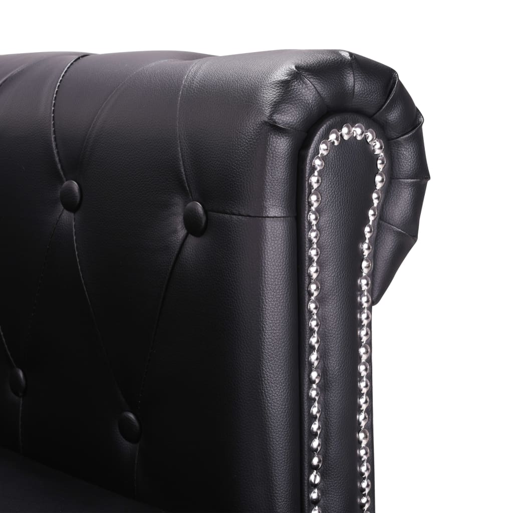 Chesterfield sofa in L-shape faux leather black