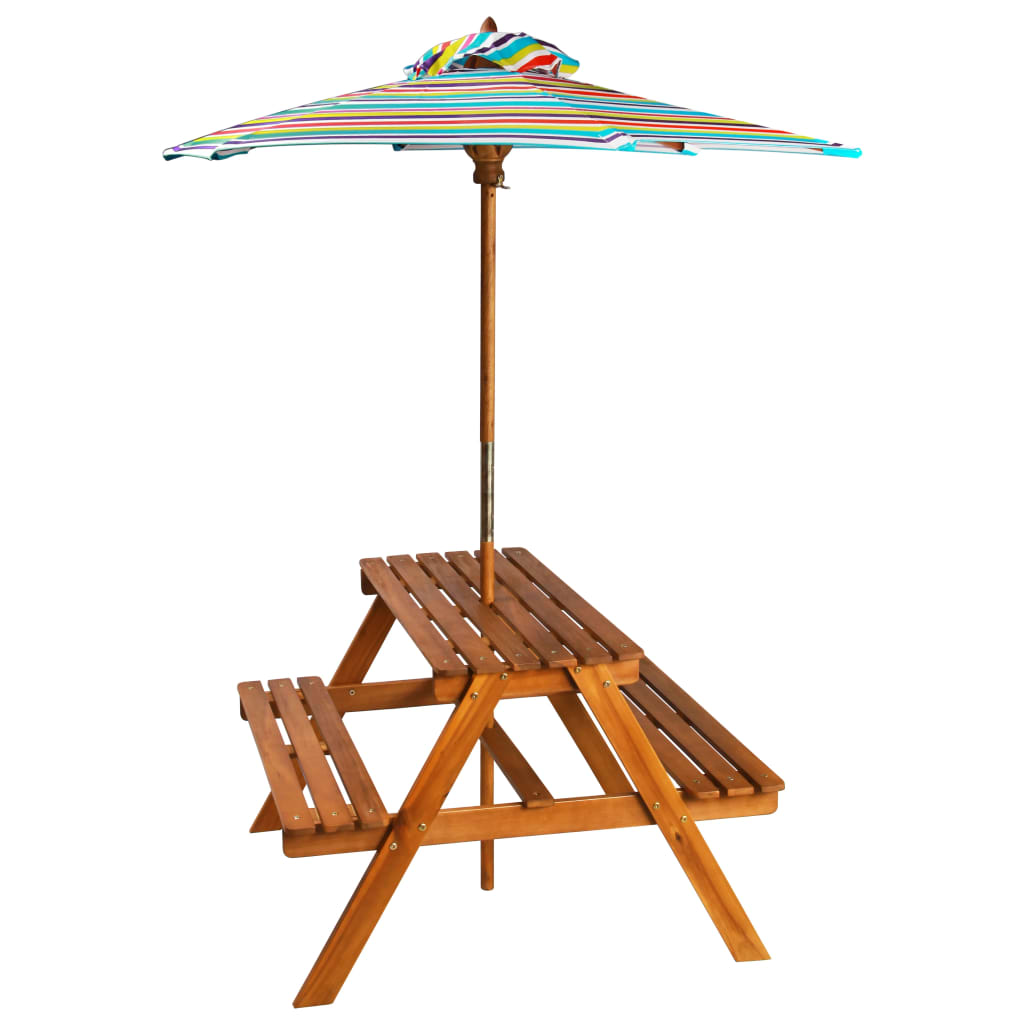 Kinder-Picknicktisch Sonnenschirm 79x90x60cm Massivholz Akazie