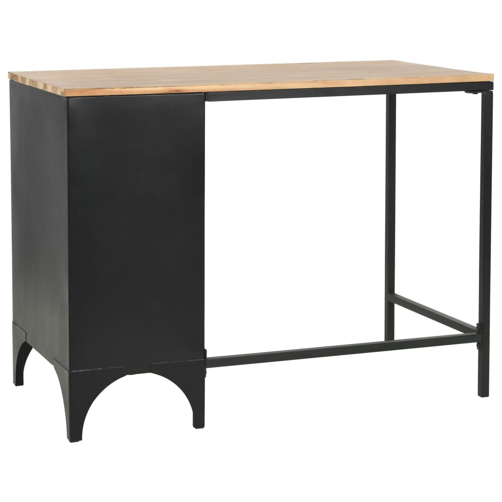 Single base desk solid wood and steel 100x50x76 cm