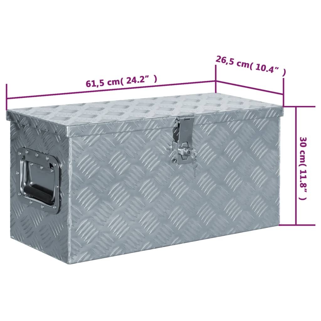 Aluminum box 61.5 x 26.5 x 30 cm silver