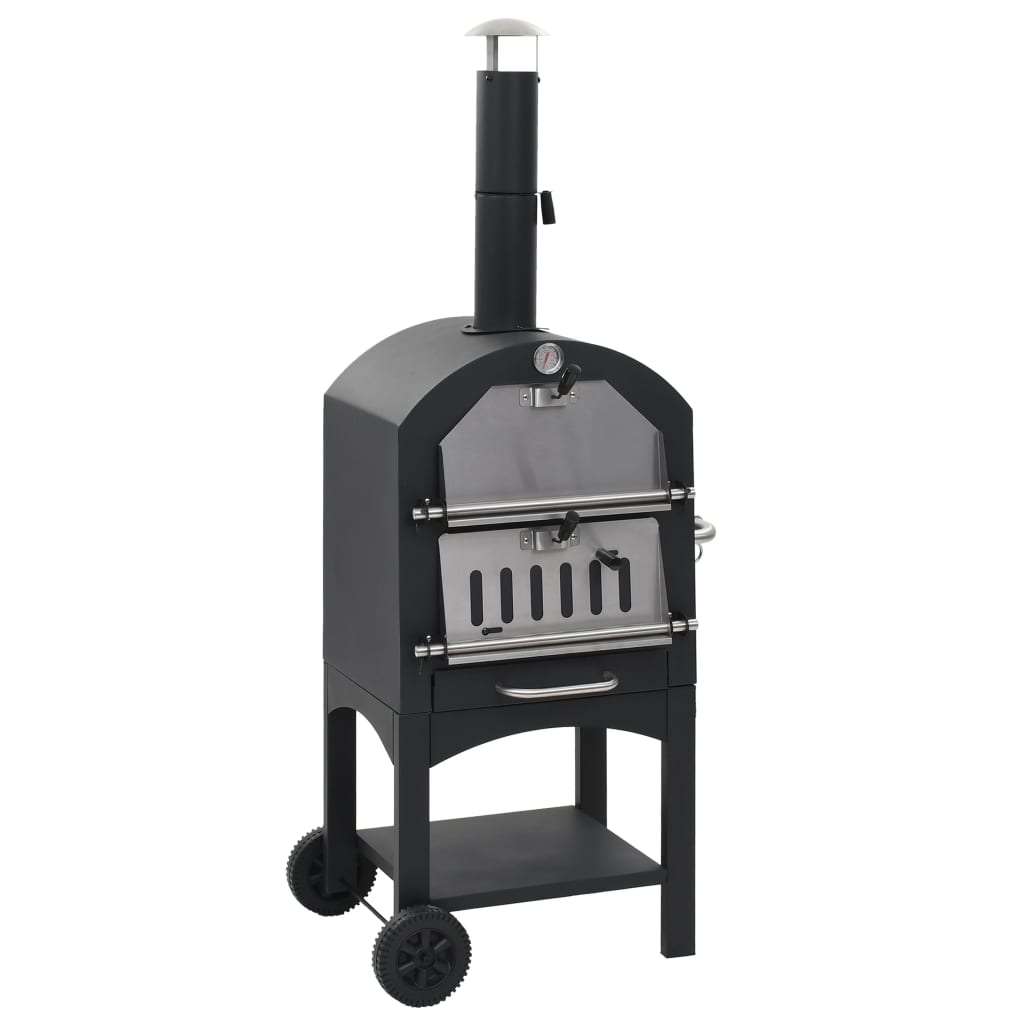 Garden charcoal pizza oven with firebrick