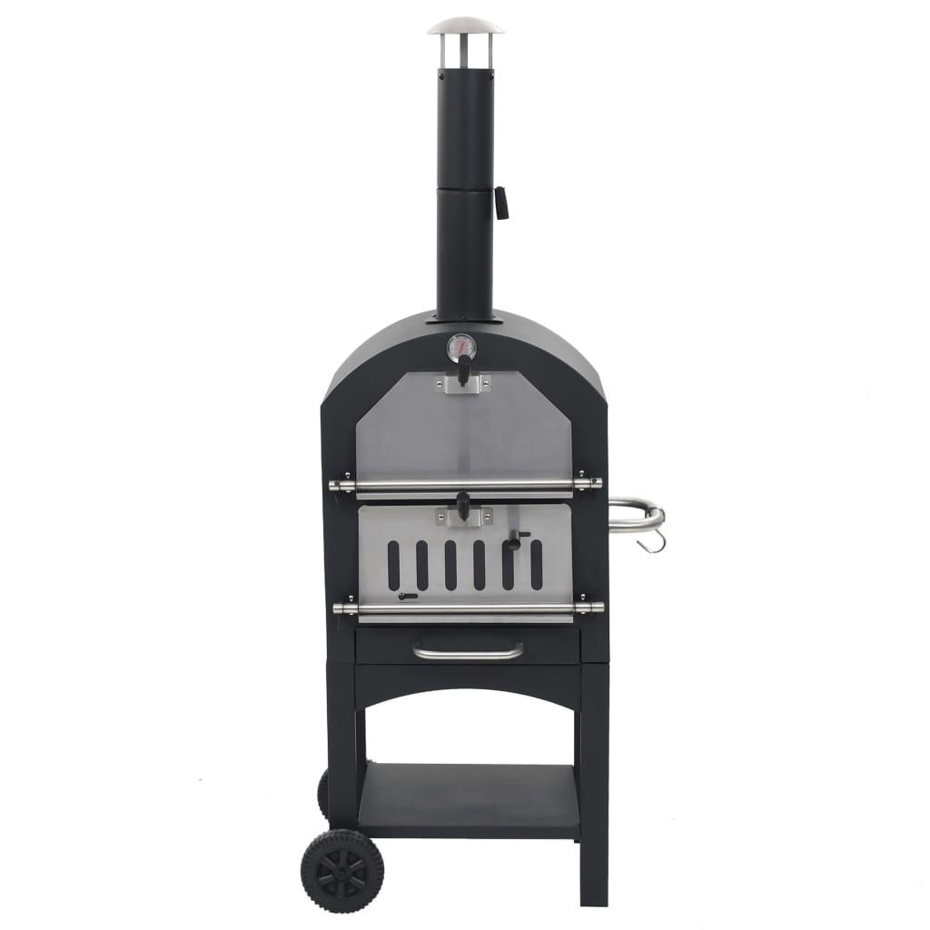 Garden charcoal pizza oven with firebrick