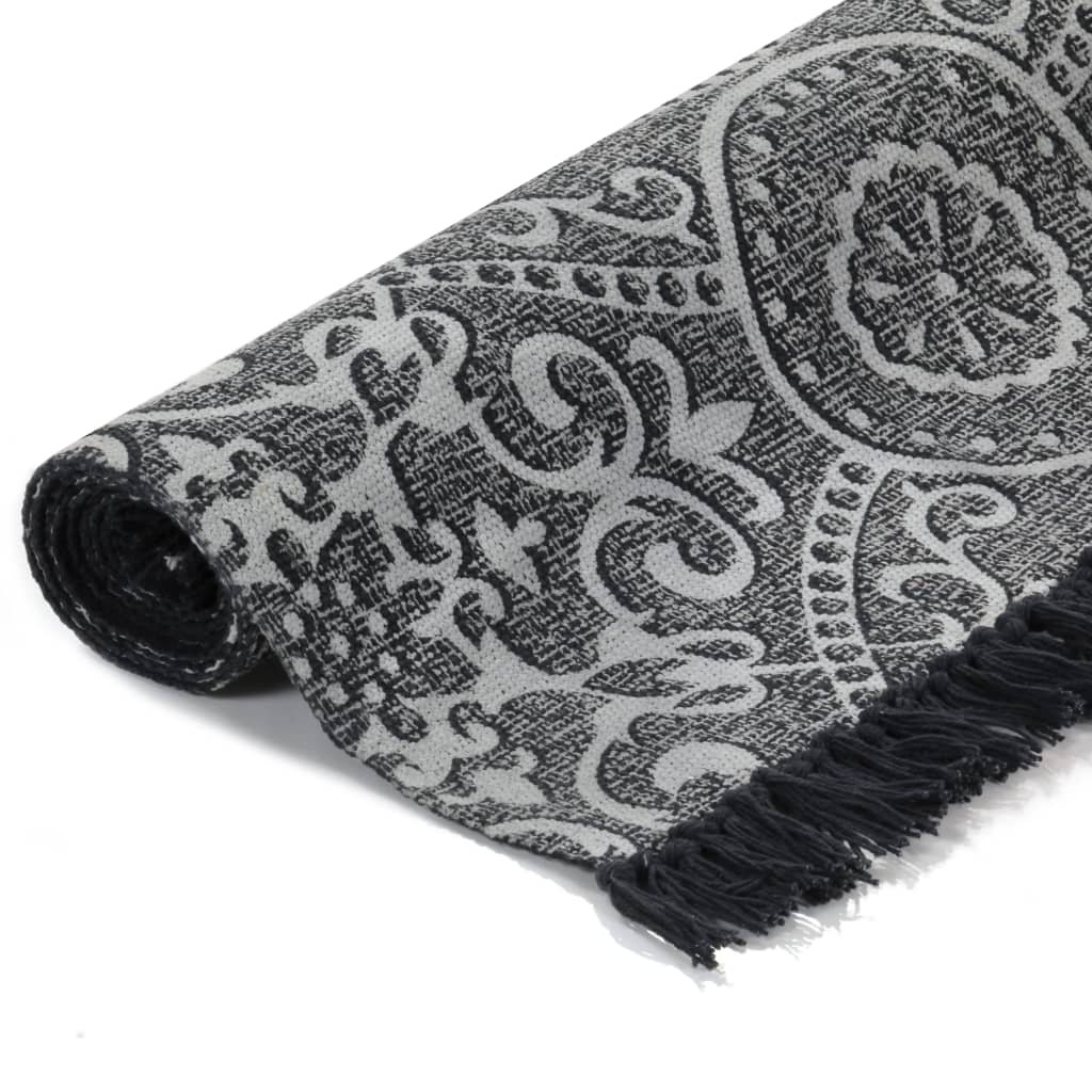 Kilim carpet cotton 120x180 cm with a gray pattern