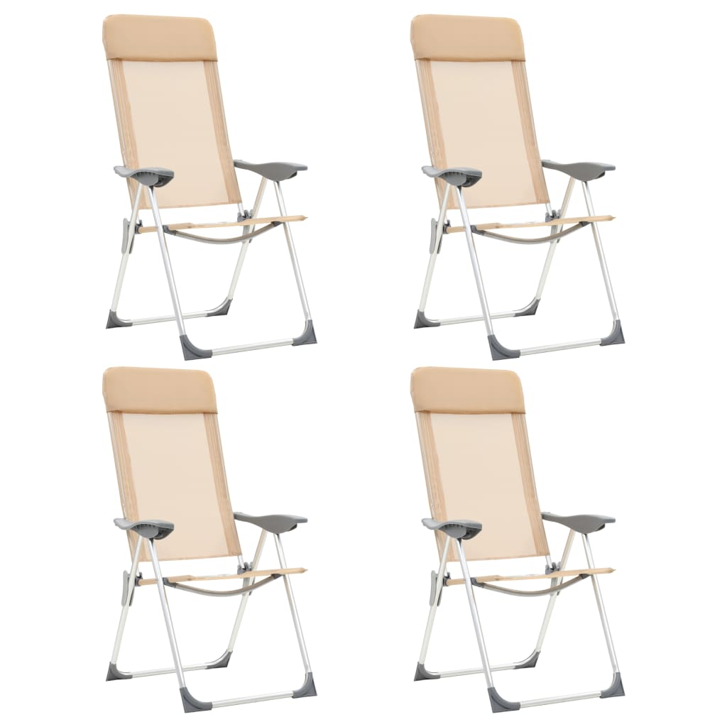 Folding camping chairs 4 pcs. aluminum cream