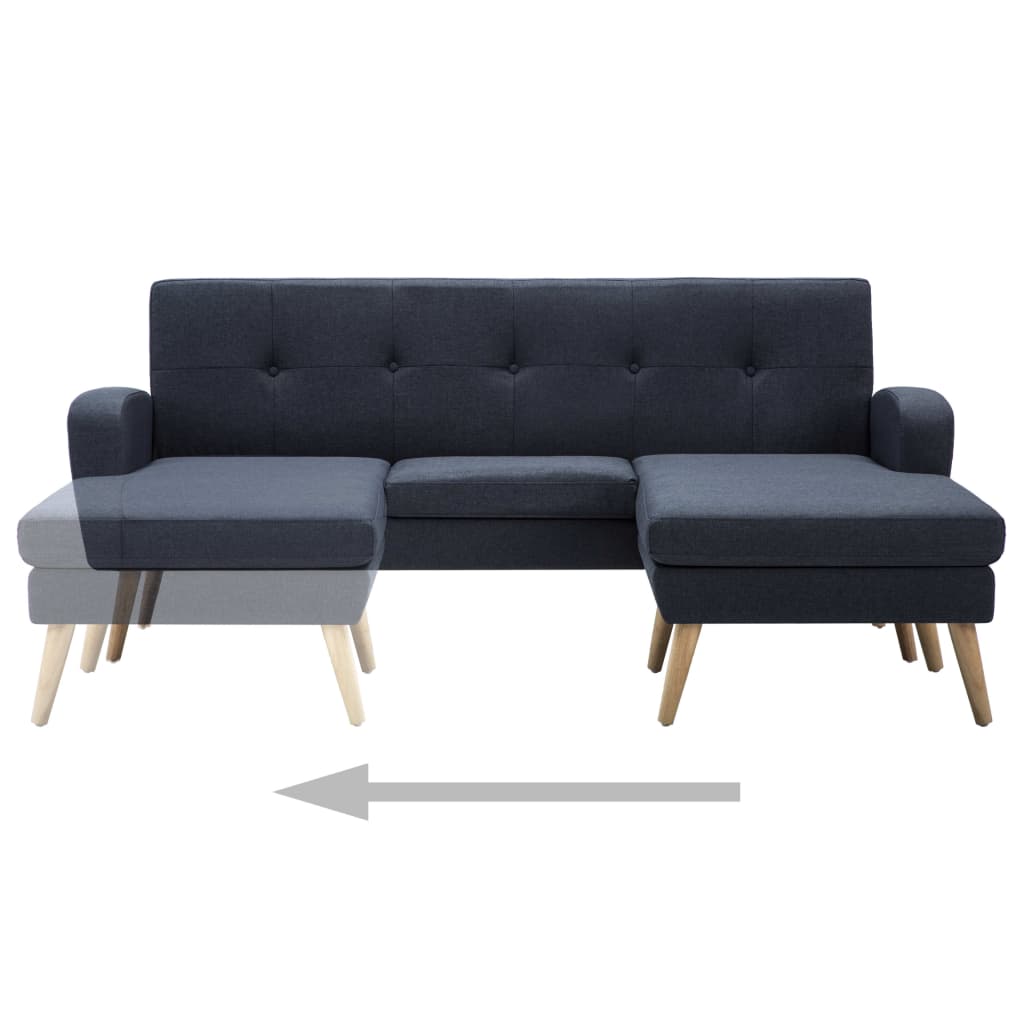Sofa in L-Form Stoffbezug 186 x 136 x 79 cm Dunkelgrau