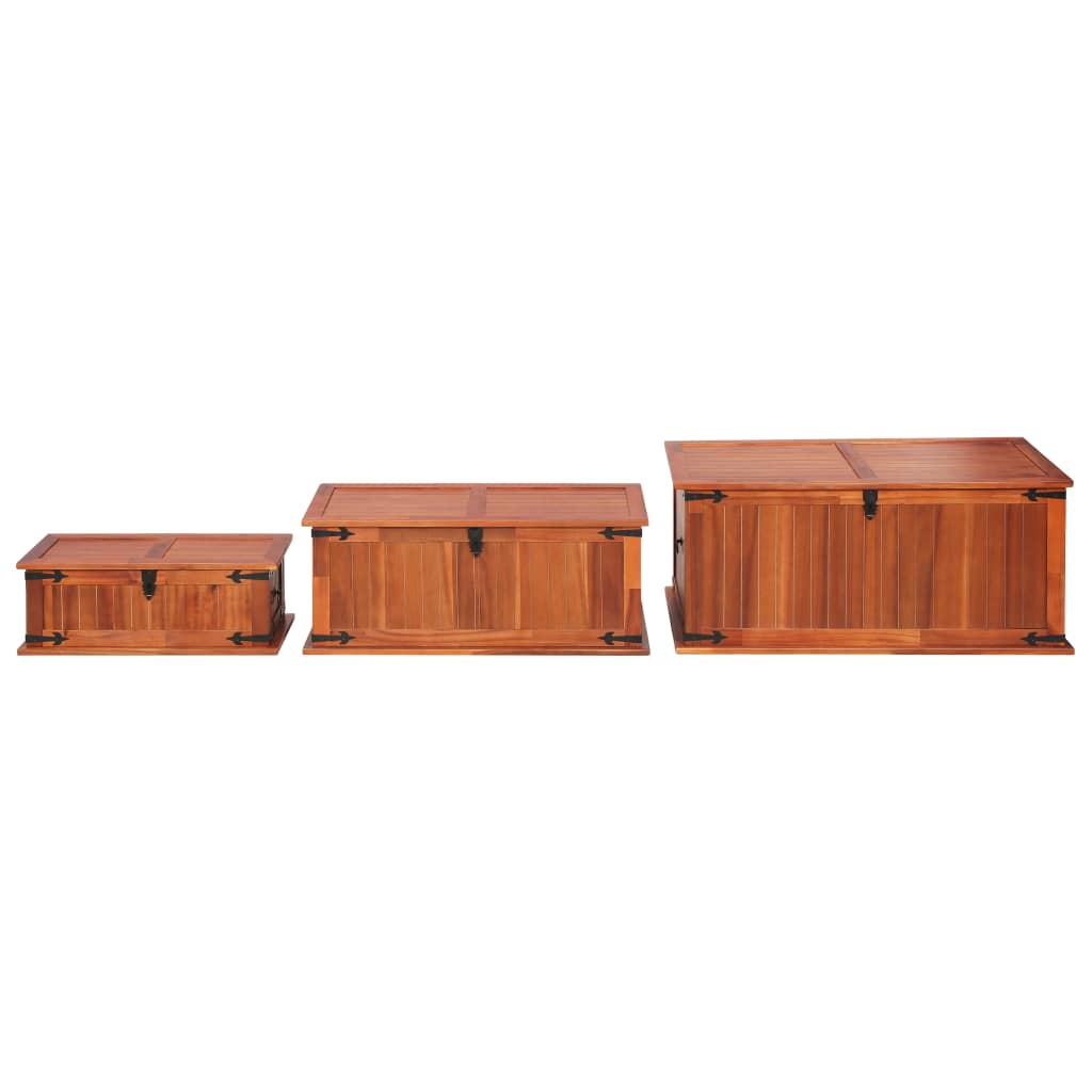 Storage chests 3 pcs. Solid acacia wood