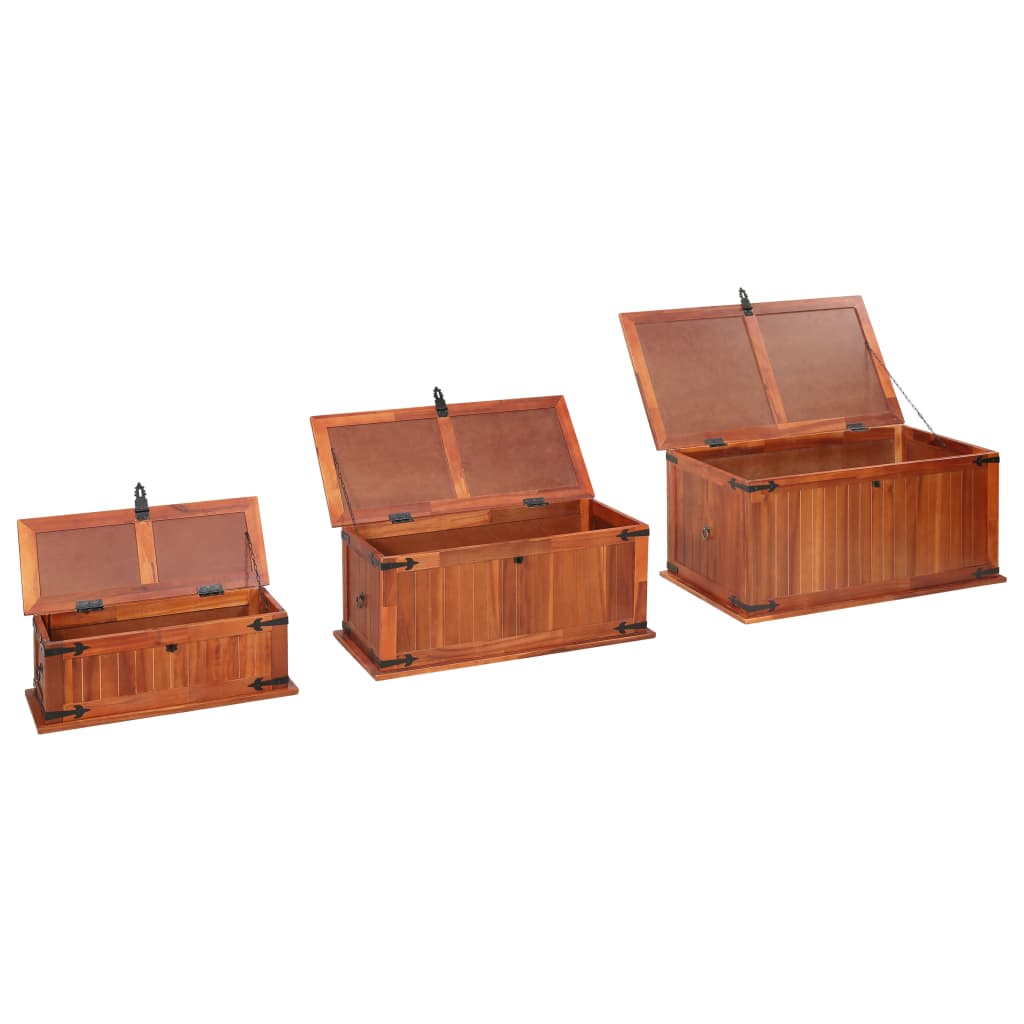 Storage chests 3 pcs. Solid acacia wood