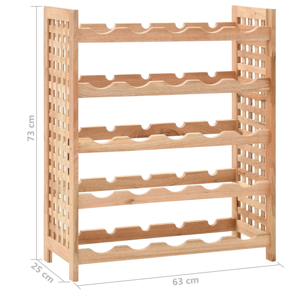 Wine rack for 25 bottles made of solid walnut wood 63x25x73 cm