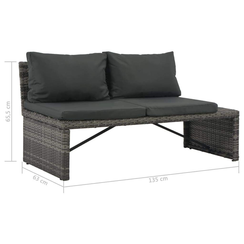3 pcs. Garden Lounge Set with Cushions Poly Rattan Gray