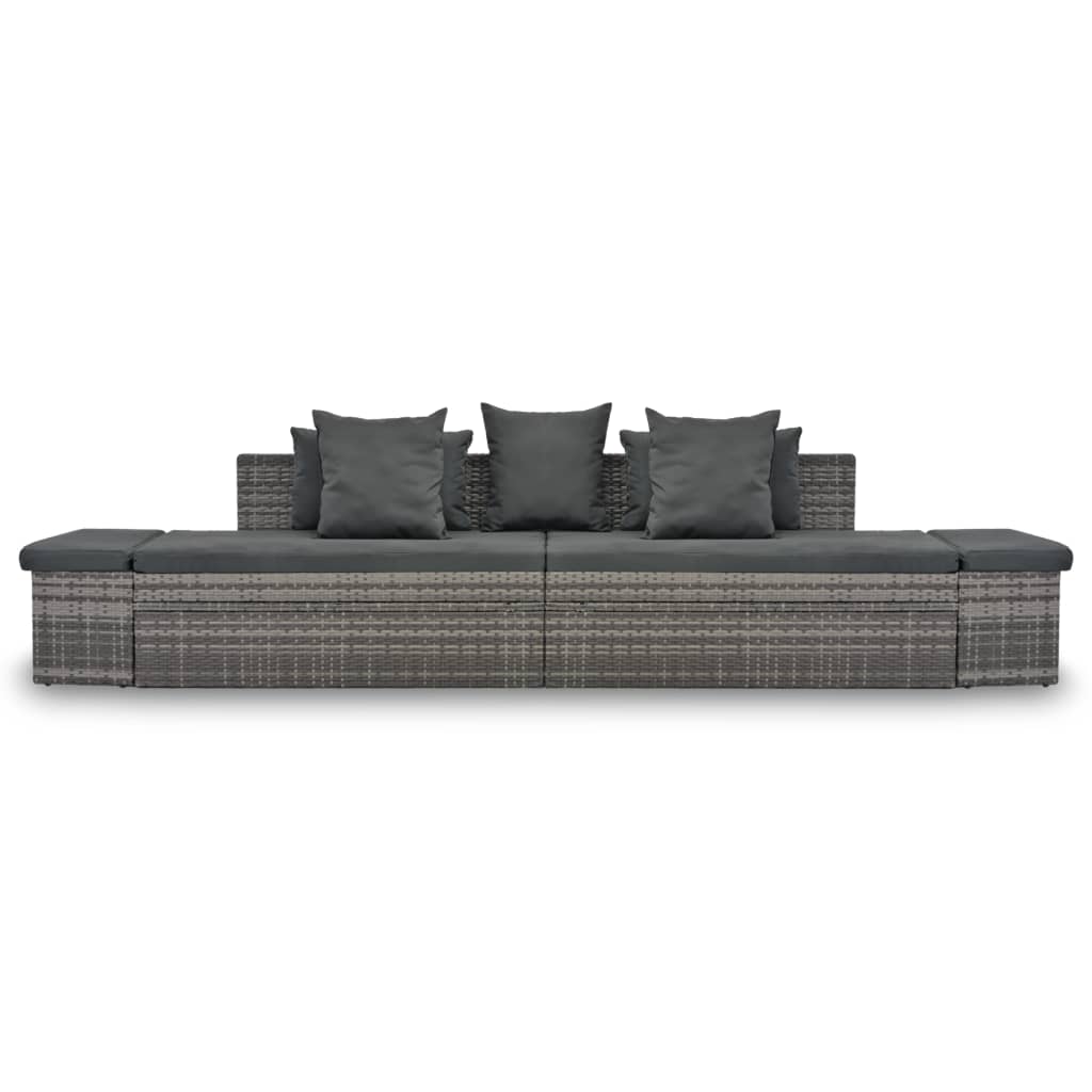 4 pcs. Garden Sofa Set with Gray Poly Rattan Cushions