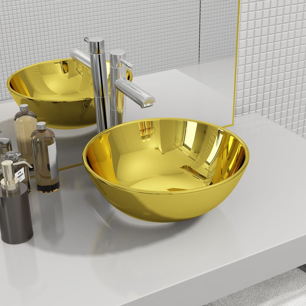 Washbasin 28 x 10 cm Ceramic Golden