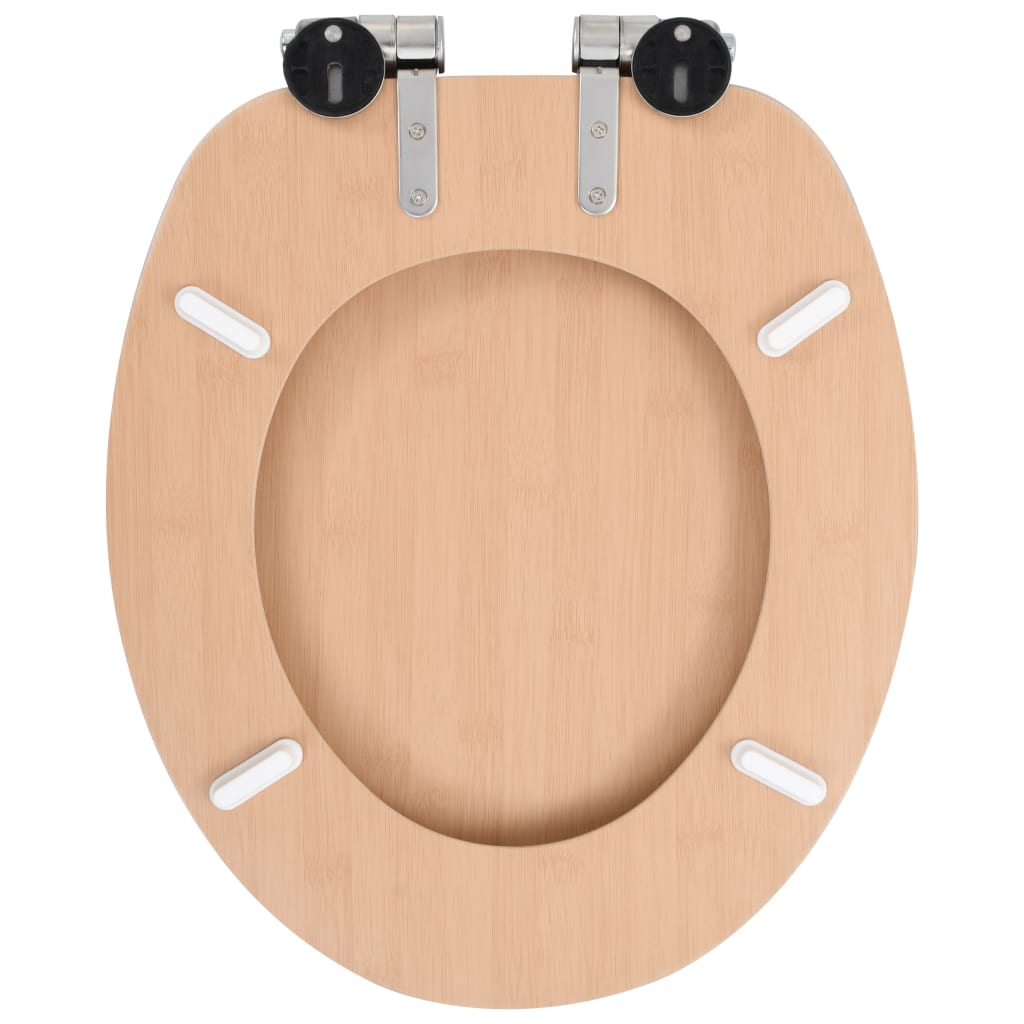 Toilet seat with soft close lid MDF bamboo design