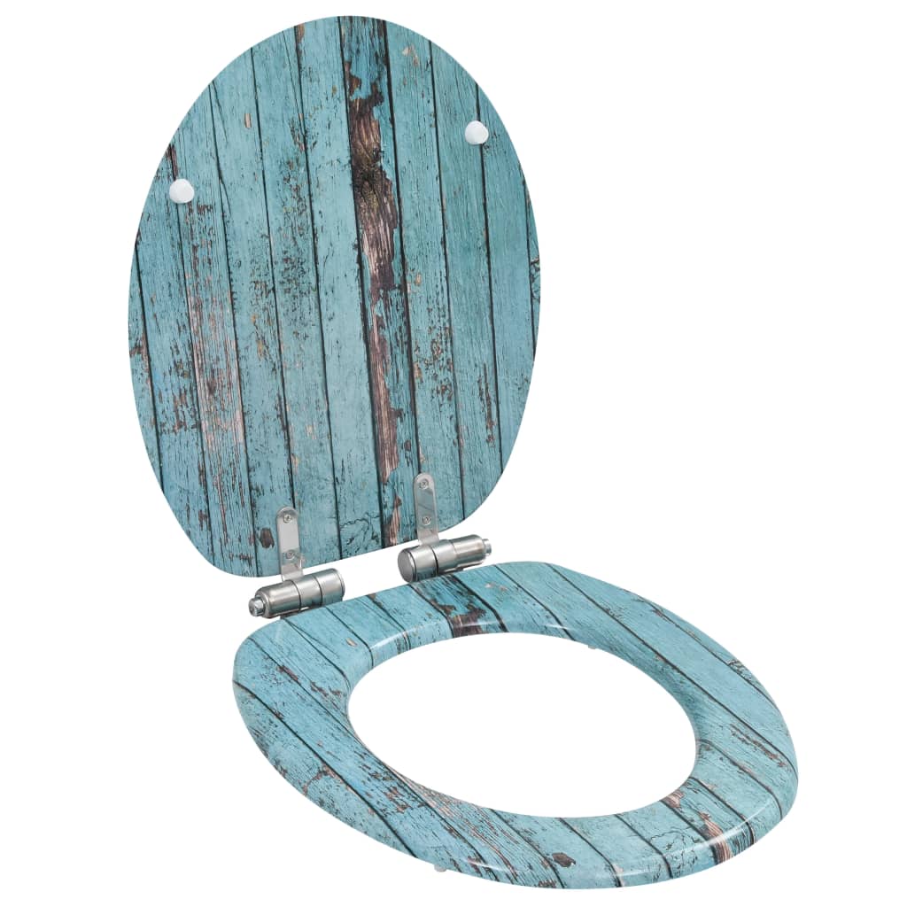 Toilet seat with soft-close lid MDF reclaimed wood design